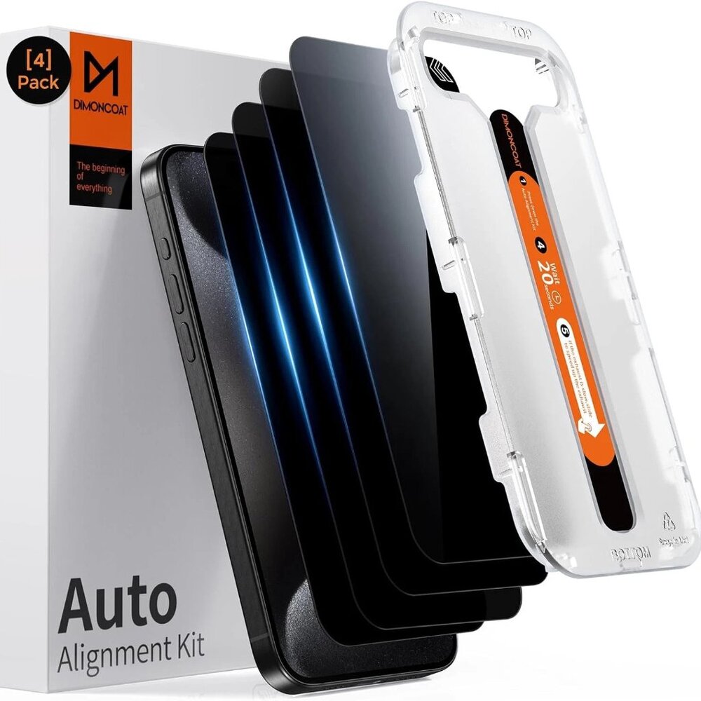 4-PACK Iphone 15 Pro Max Privacy Screen Protector Auto Alignment Kit